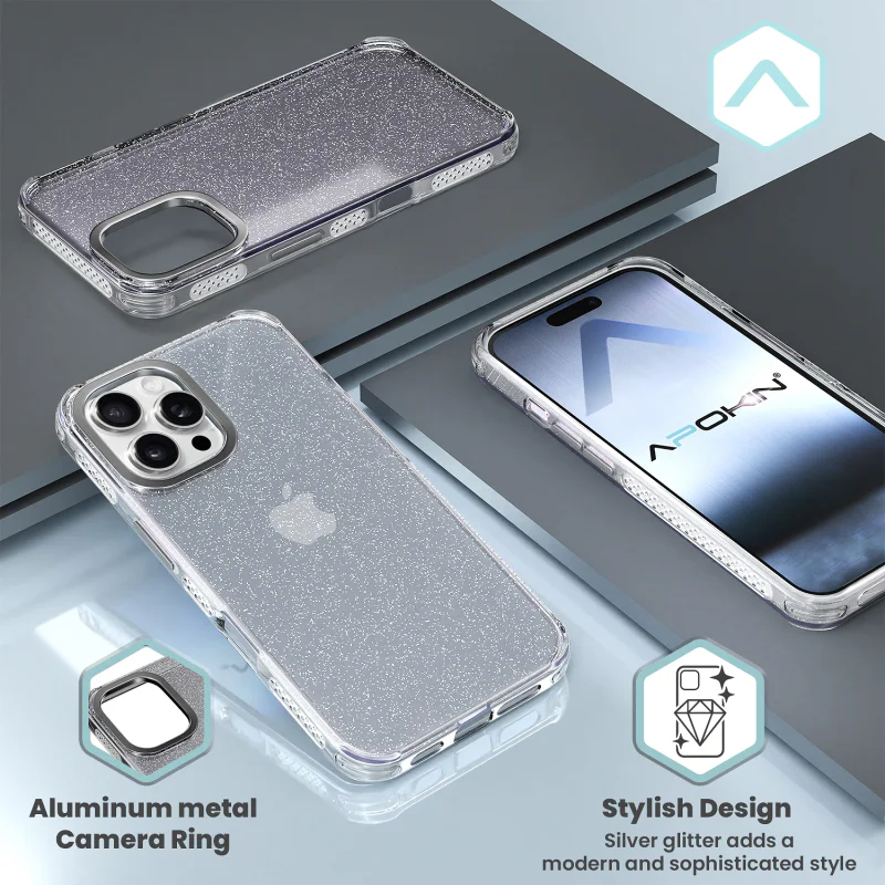 Capa Acrílica Transparente com Purpurina Apokin para iPhone 16 - Imagem 4
