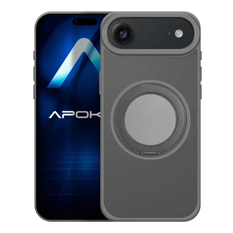 Capa Apokin para iPhone 17 Air Smoked com Suporte Giratório Preto - Imagem 3