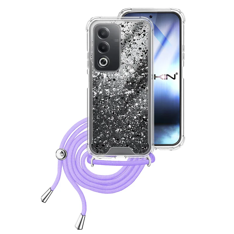 Capa de Gel Apokin para Oppo A80 Transparente com Cordão Rosa - Imagem 2