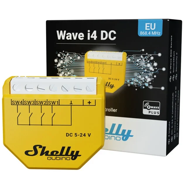 Controlador de Cenas Shelly Wave i4 DC EU LR Z-Wave Long Range 4 Entradas - Imagem 3