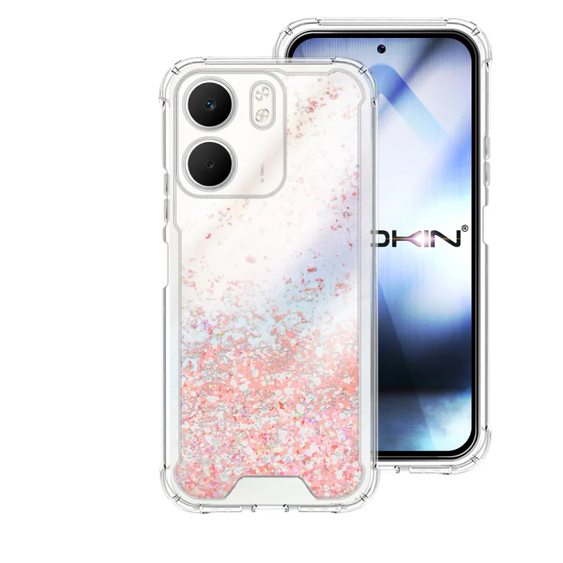 Capa de Gel Apokin Transparente com Purpurina para Oppo A5x Azul Turquesa - Imagem 6