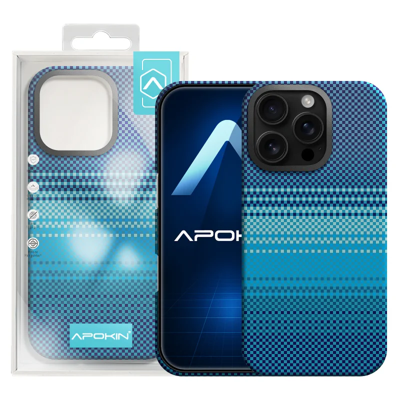 Capa Apokin para iPhone 16 Pro Max Fibra de Kevlar com MagSafe Azul - Imagem 3