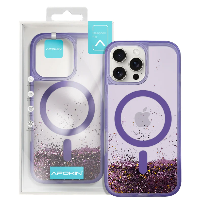 Capa Apokin com Purpurina e MagSafe para iPhone 15 Pro Max Prata - Imagem 3