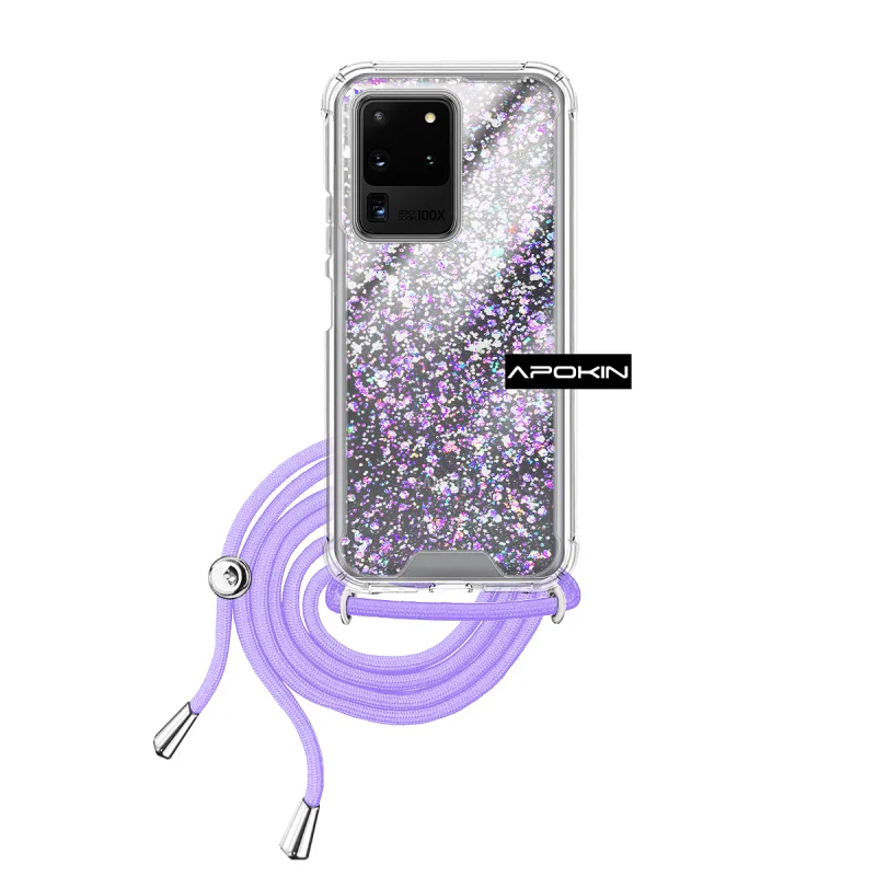 Capa de Gel Apokin Transparente com Cordão para Samsung Galaxy S20 Ultra Lilás - Imagem 2