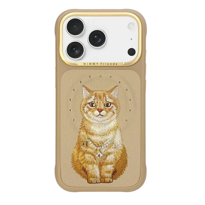 Capa Nimmy Amigos Sorte com MagSafe e Gato Bordado para iPhone 17 Pro - Imagem 1