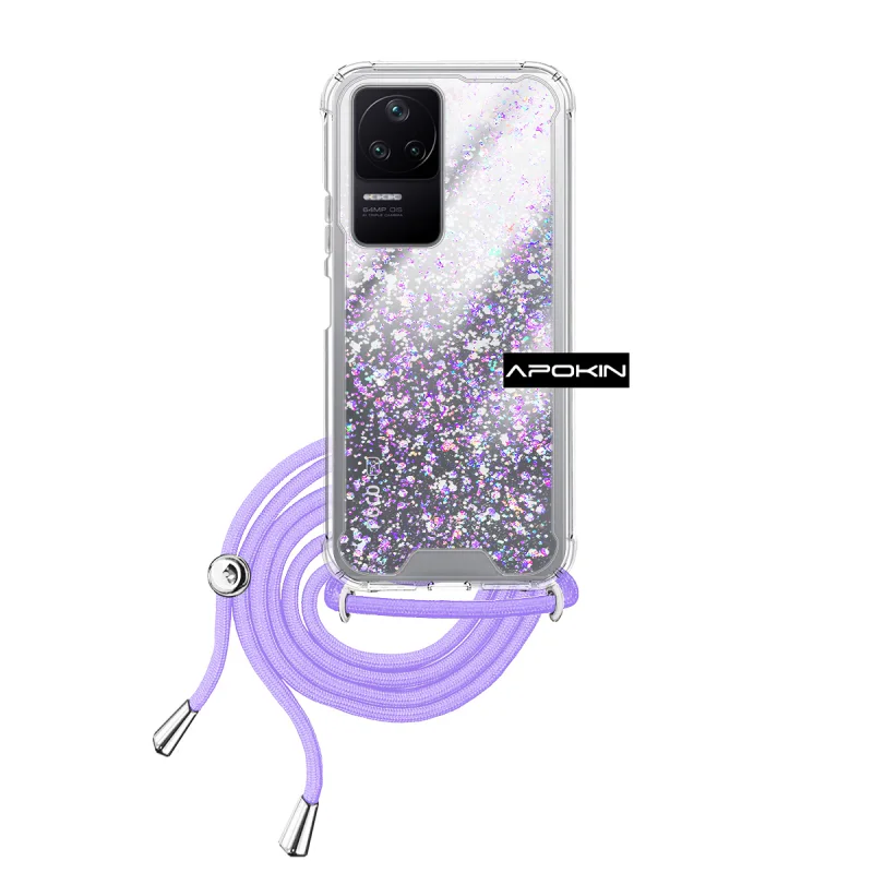 Capa Gel Transparente Apokin com Cordão para Xiaomi Pocophone F4 Várias Cores Lilás - Imagem 2