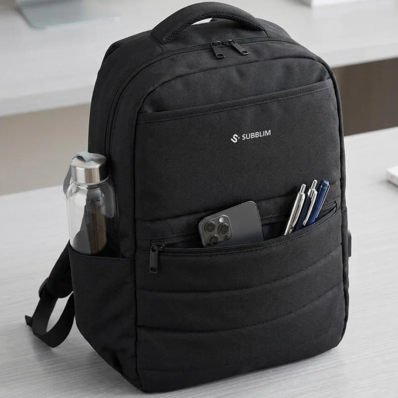 Mochila Subblim Compact Backpack 15L para Portátil até 15,6" com USB-C Repelente à Água Preta - Imagem 2