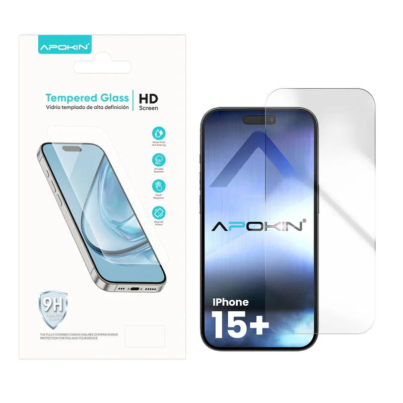 Película de Vidro Temperado Apokin para iPhone 15 Pro Max / 15 Plus Transparente - Imagem 2
