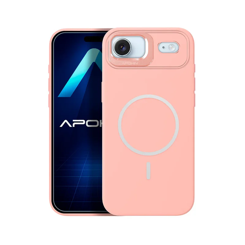 Capa Apokin para iPhone 17 Air Silicone Premium com MagSafe e Suporte Dourado - Imagem 5