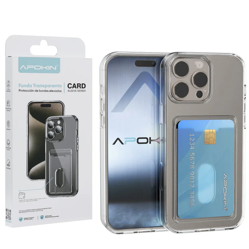 Capa Apokin para iPhone 16 Pro Max Transparente com Porta-Cartões - Imagem 1
