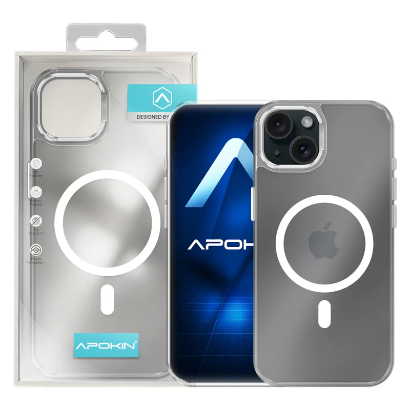 Capa Armadura Apokin para iPhone 15 Plus Mate com MagSafe Branco - Imagem 6