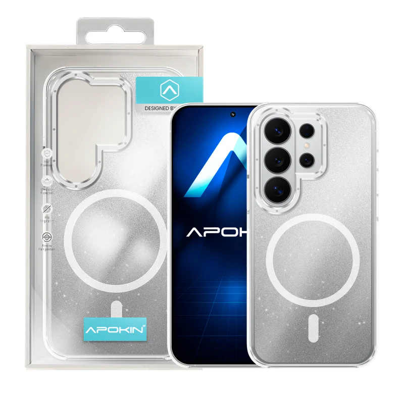 Capa Apokin para Samsung Galaxy S26 Ultra Acrílica com Purpurina e MagSafe Prata - Imagem 3