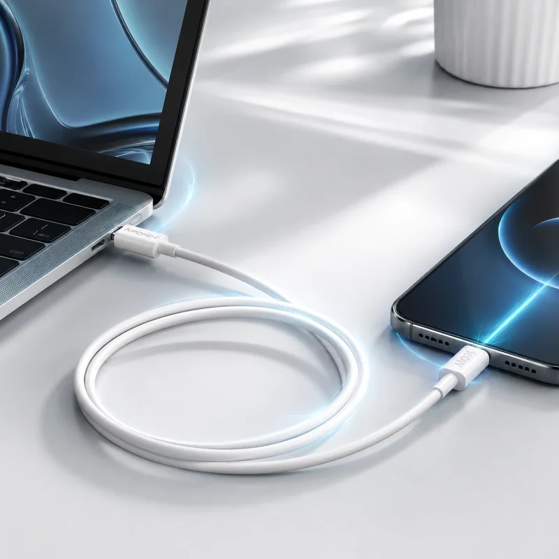 Cabo USB Tipo-C para Tipo-C Apokin 100 W 2 m Branco - Imagem 2