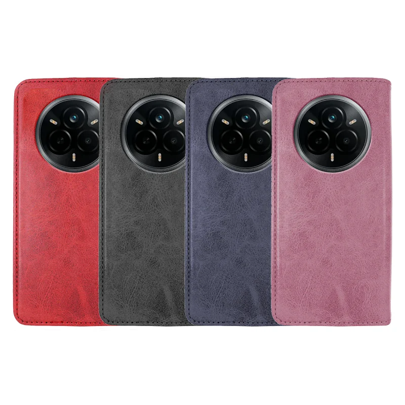 Capa Tipo Livro Apokin para Realme 14 Pro 5G em Pele Sintética com Porta-Cartões Preto