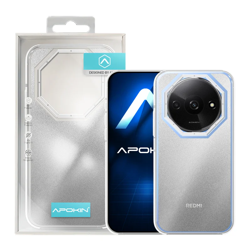 Capa Apokin para Xiaomi Redmi A3 Acrílica Rígida com Purpurina Preto - Imagem 3