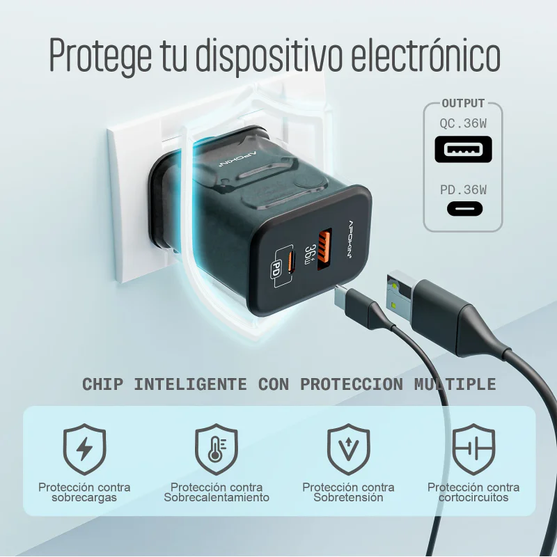 Carregador de Isqueiro Apokin USB-A e USB-C 36 W Preto - Imagem 3