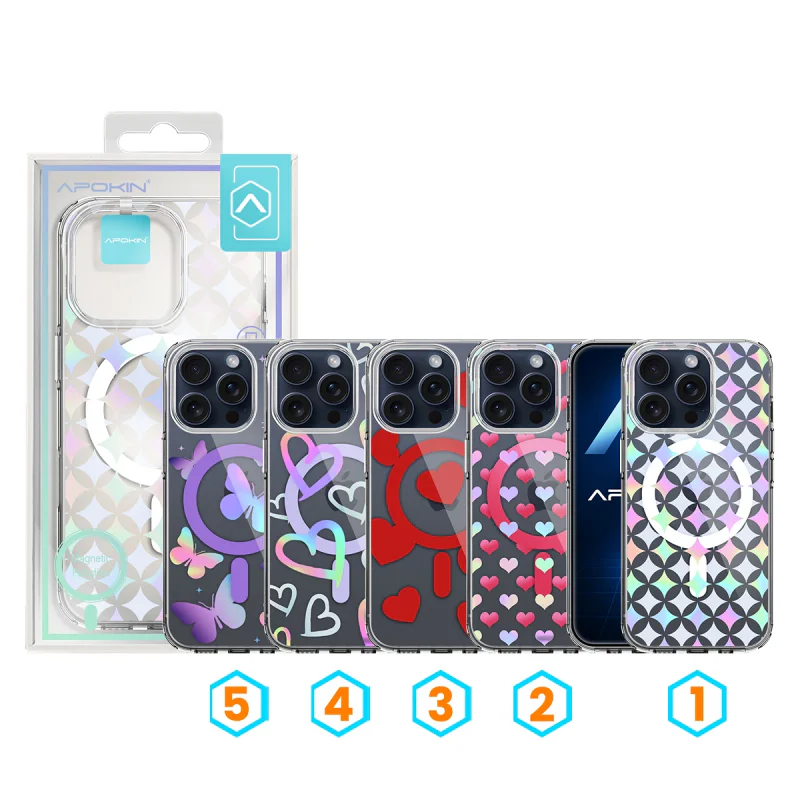 Capa Apokin Metálica Iridescente com MagSafe e Padrão para iPhone 15 Pro Max Cor 3 - Imagem 1