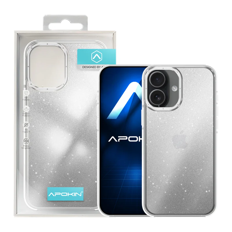 Capa Acrílica Apokin com Purpurina para iPhone 17 Prata - Imagem 3