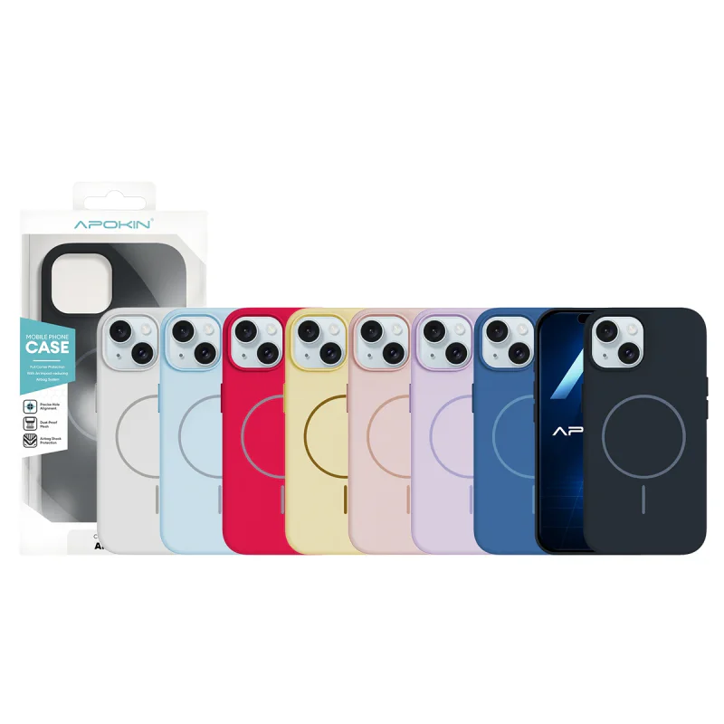 Capa Apokin Silicone Premium com MagSafe para iPhone 15 Variedade de cores
