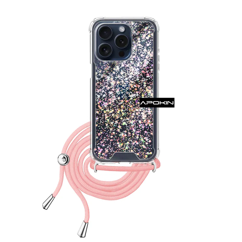 Capa Apokin para Apple iPhone 15 Pro Gel Transparente com Cordão Preto - Imagem 3
