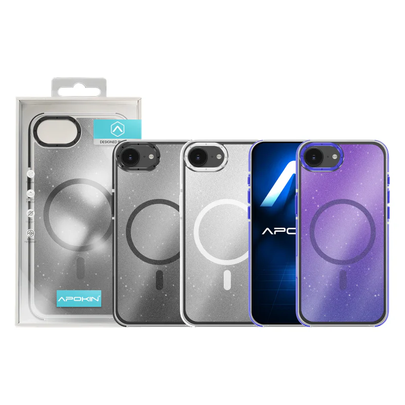 Capa Apokin iPhone 16e / 17e com Brilho e MagSafe Preto