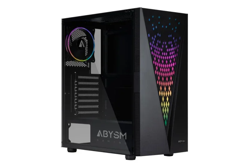 Caixa PC Tower ABYSM Danube Kolpa ATX preta gaming com vidro temperado ARGB