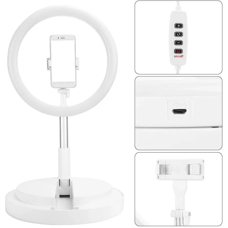 Anel de Luz LED Apokin RGB Live Beauty 26 cm com Tripé Ajustável até 168 cm Branco - Imagem 2