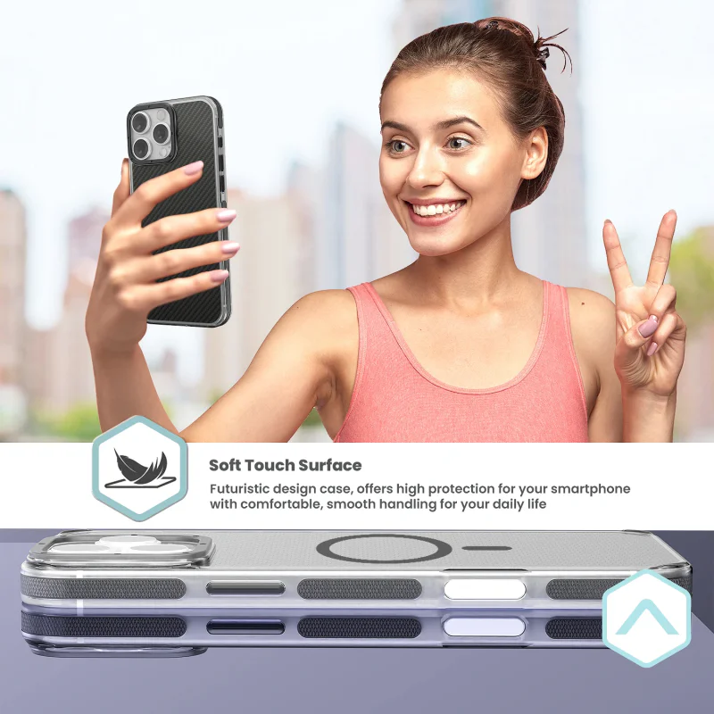 Capa Apokin em Fibra de Carbono com MagSafe para iPhone 15 Pro Max Preto - Imagem 6
