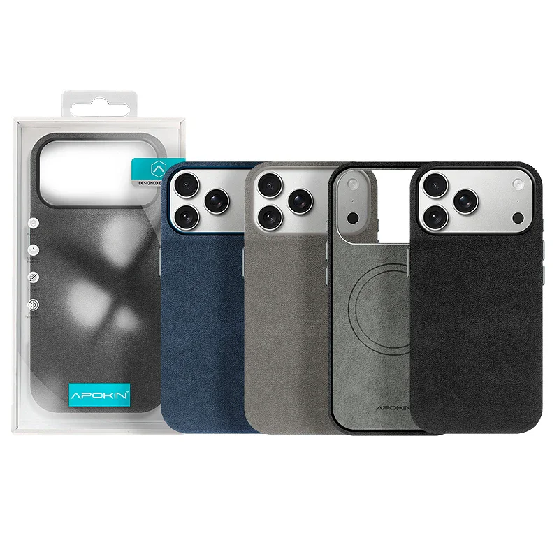 Capa Apokin para iPhone 17 Pro e 18 Pro em Pele Alcantara Variedade de cores - Imagem 1