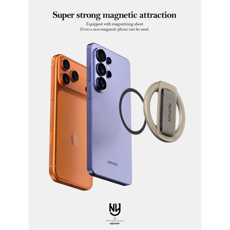 Anel Magnético Apokin N06 com Suporte Metálico e Alça de Silicone Preto - Imagem 6