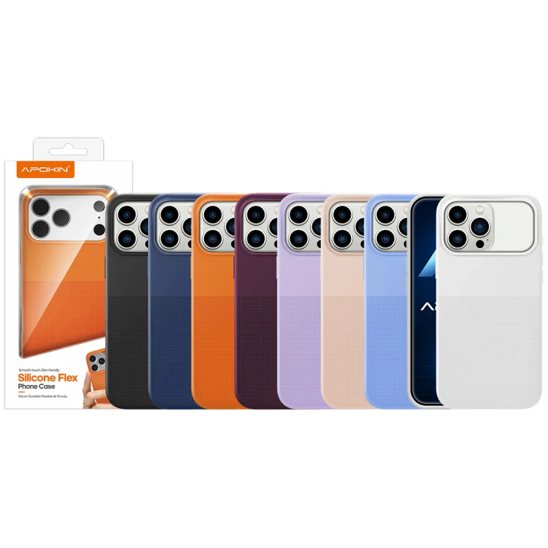 Capa Apokin para iPhone 13 Pro Max, 14 Pro Max e 15 Pro Max Silicone Flexível Branco - Imagem 1