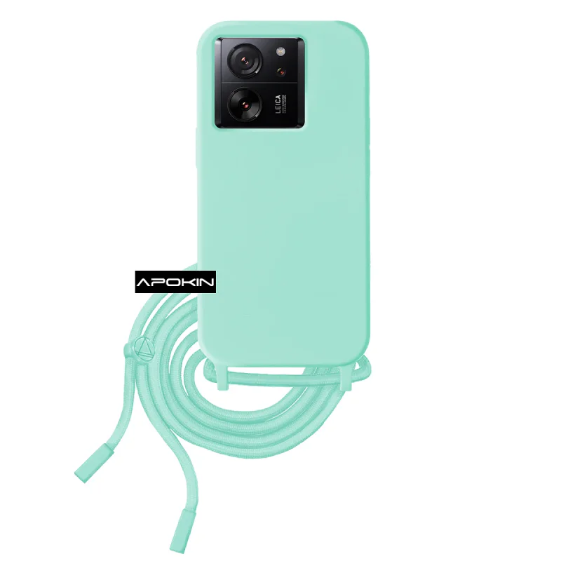 Capa Apokin para Xiaomi 13T / 13T Pro Suave com Cordão Azul Turquesa - Imagem 2