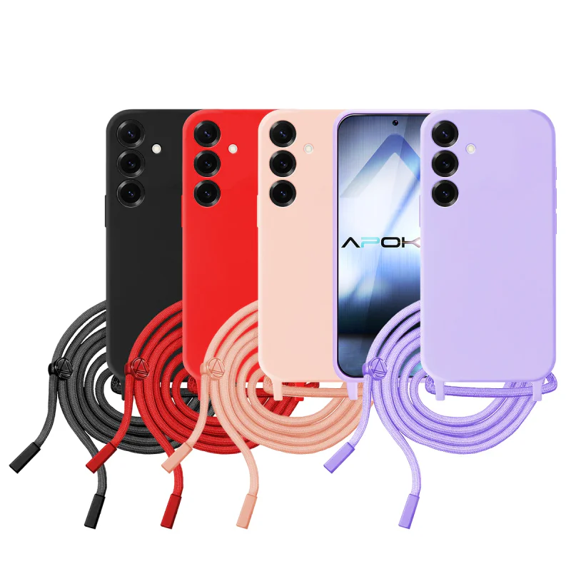 Capa Apokin para Samsung Galaxy S25 FE Suave com Cordão Vermelho