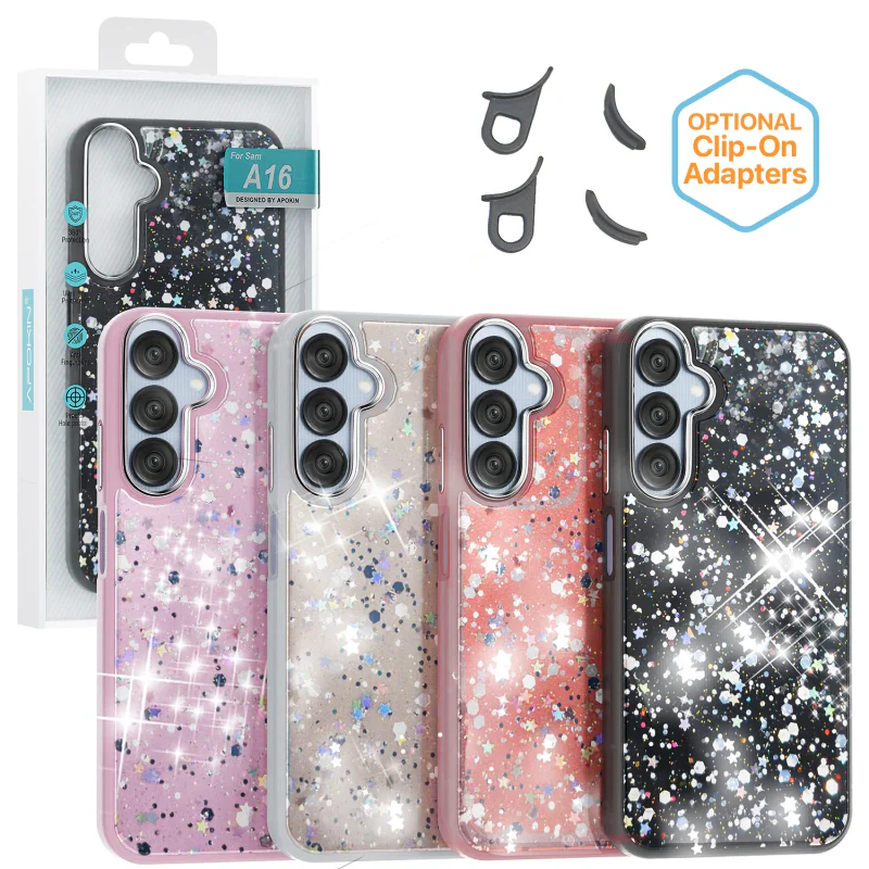Capa Apokin para Samsung Galaxy A26 e A17 com Purpurina Bling-Bling Preto
