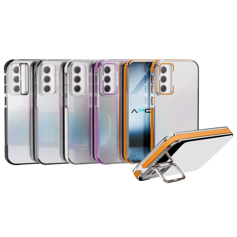 Capa Apokin para Samsung Galaxy S23 FE Acrílico com Borda de Silicone e Proteção de Câmara Laranja - Imagem 1