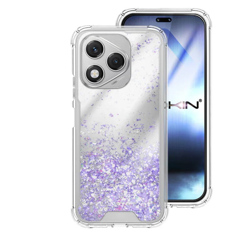 Capa de Gel Apokin para Honor 400 Lite Transparente com Purpurina Lilás - Imagem 2