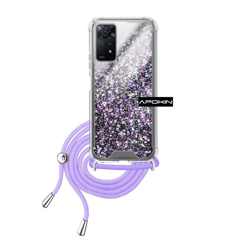 Capa Apokin para Xiaomi Redmi Note 11 Pro em Gel Transparente com Cordão Rosa - Imagem 2