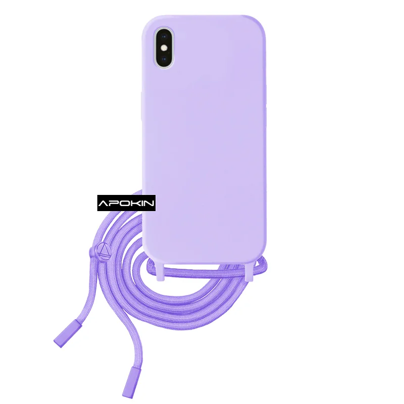 Capa Apokin para iPhone X e XS Suave com Cordão Azul Turquesa - Imagem 4