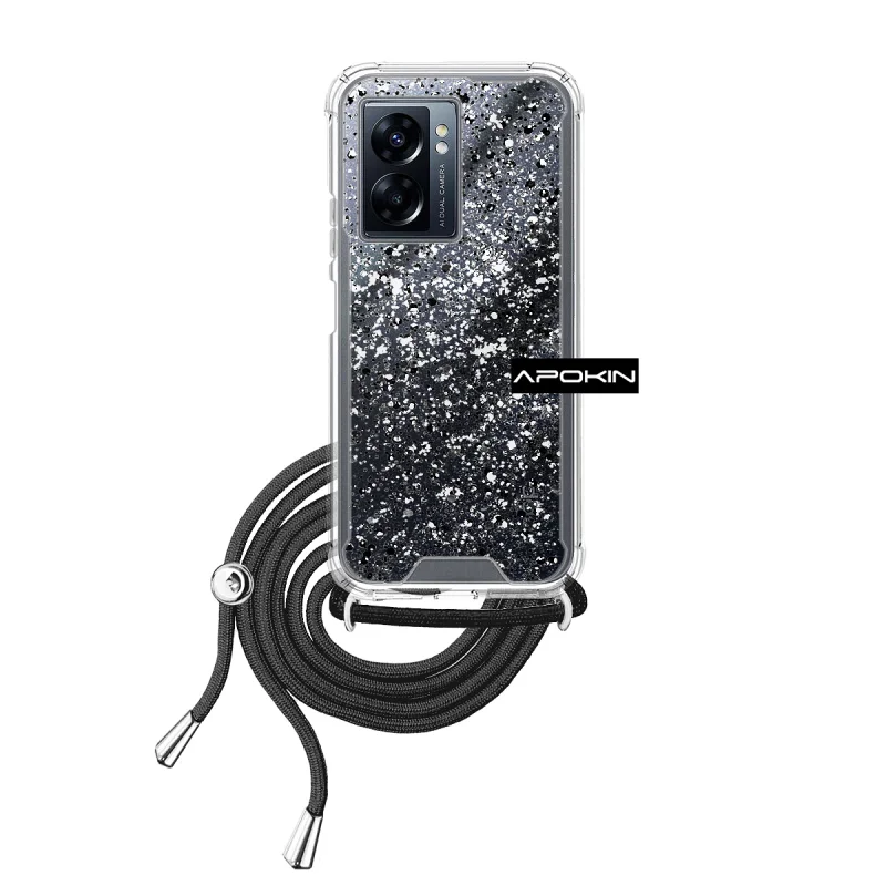 Capa Apokin para Oppo A77 5G em Gel Transparente com Cordão Azul Turquesa - Imagem 5