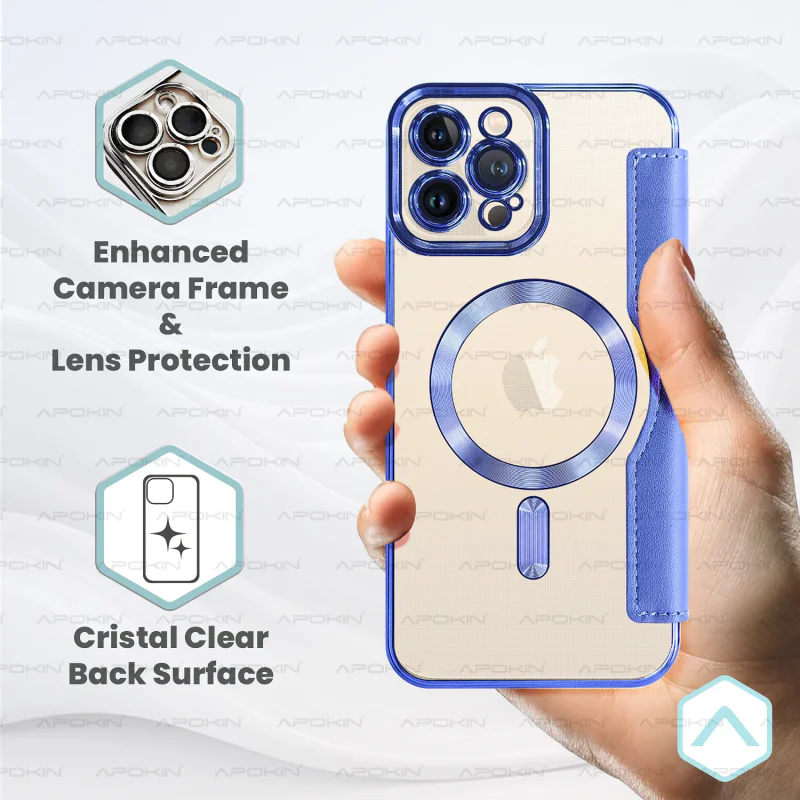 Capa Livro Mocome com Tampa Cromada e MagSafe Apokin para iPhone 17 Fúcsia - Imagem 3