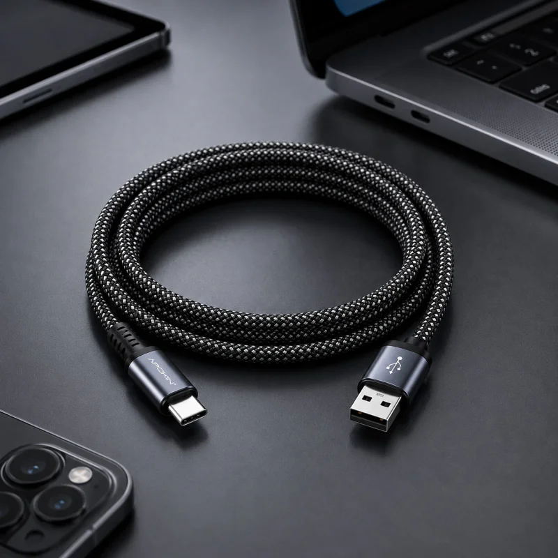Cabo USB Apokin USB-A para Lightning 10 W 2 A 1 m Autoenrolável - Imagem 2