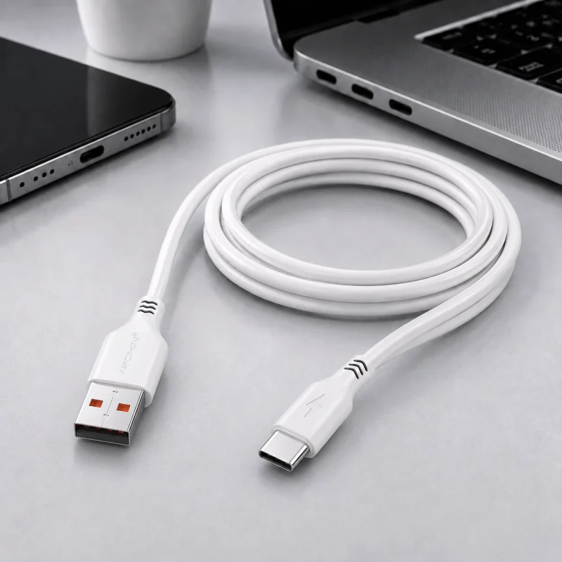 Cabo Apokin USB-A para USB-C 18 W 3 A 1 m Branco - Imagem 3
