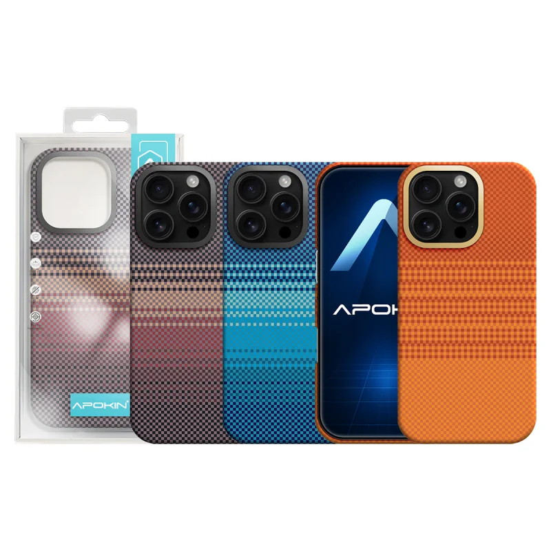 Capa Apokin para iPhone 16 Pro Max Fibra de Kevlar com MagSafe Azul - Imagem 1