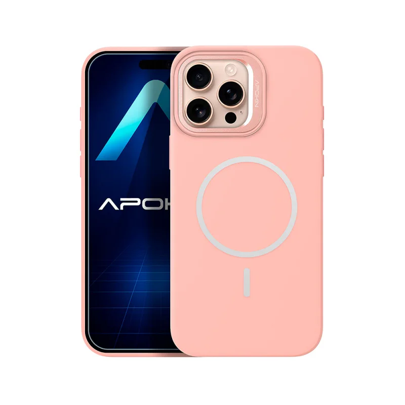 Capa Apokin para iPhone 15 Pro Max Silicone com MagSafe e Suporte Dourado - Imagem 5