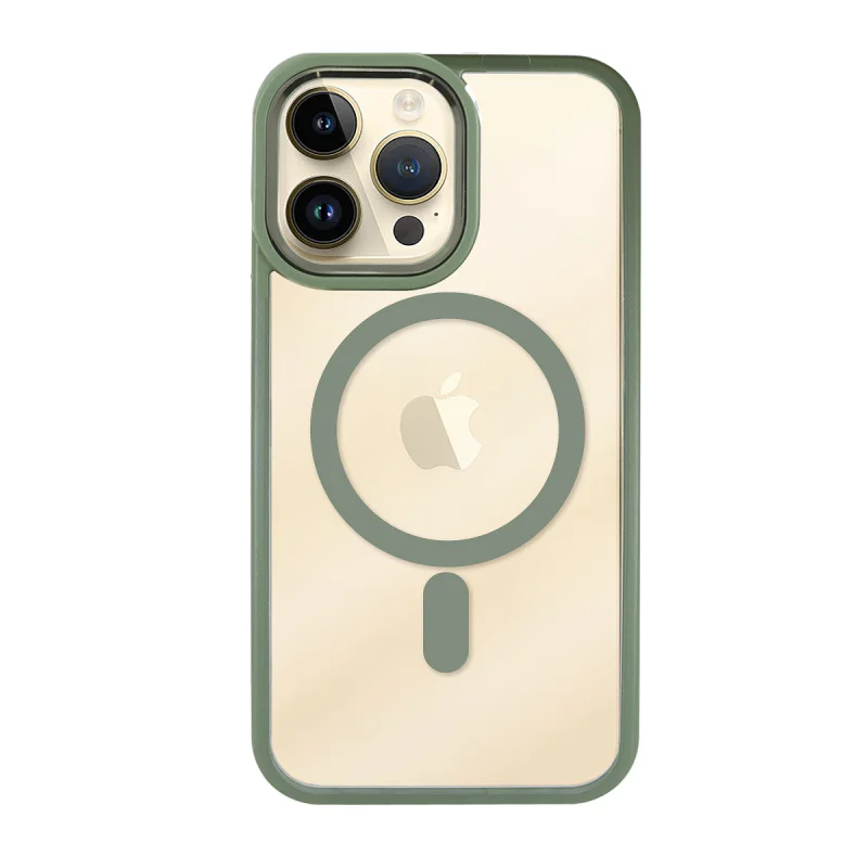 Capa Apokin para iPhone 15 Plus Transparente com Borda Colorida e MagSafe Rosa - Imagem 4