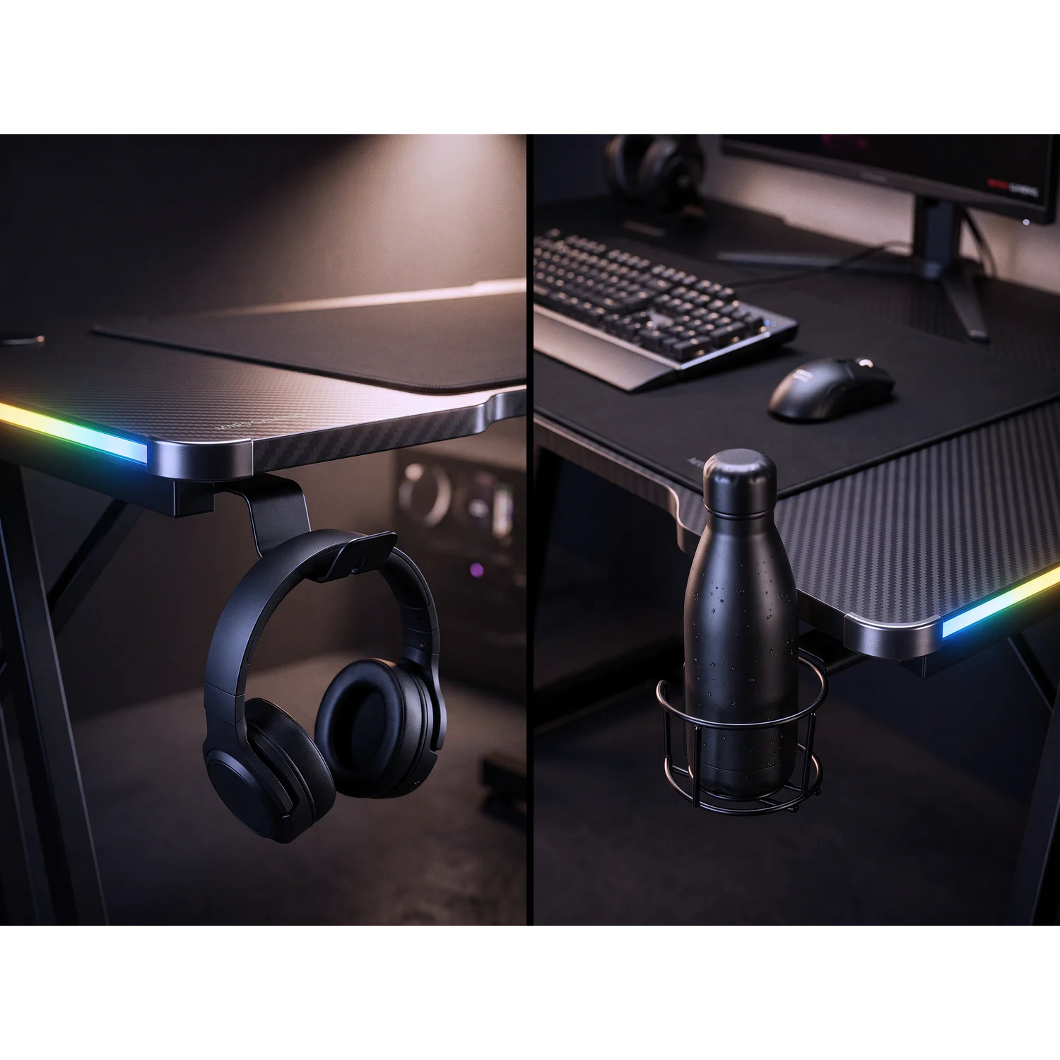 Secretária Gaming Mars Gaming MGD-A120RGB 120x60 cm com Iluminação RGB e Tapete XXL Preta - Imagem 7