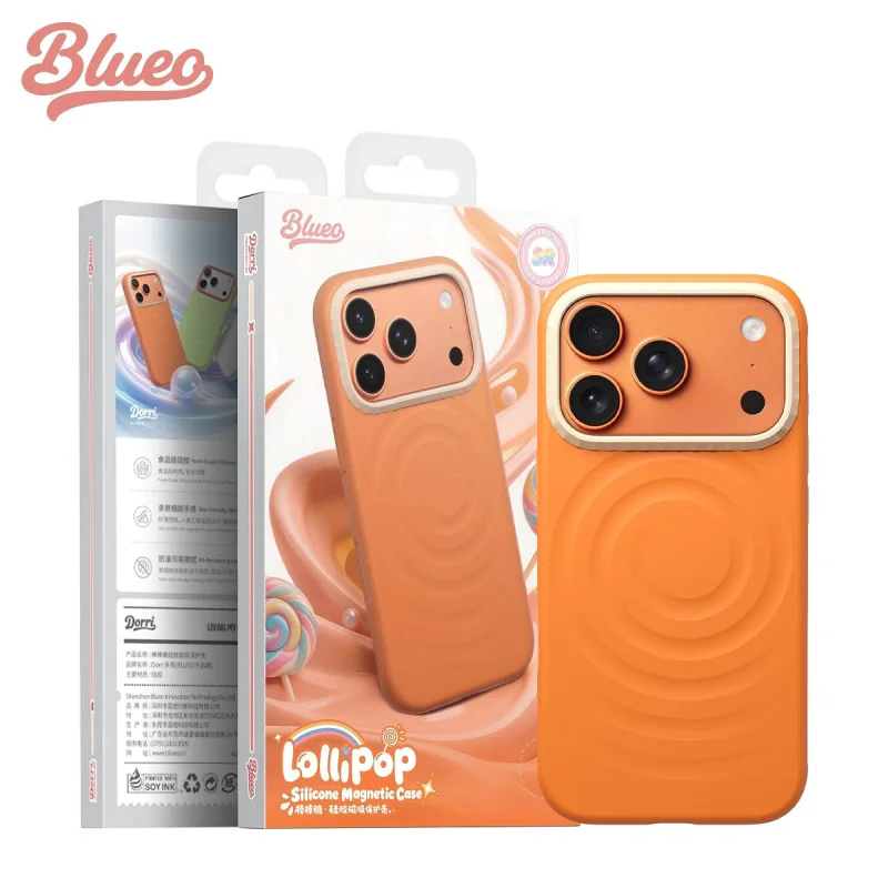 Capa Apokin Blueo Lollipop para iPhone 17 Pro / 18 Pro em Silicone Magnético Laranja - Imagem 3