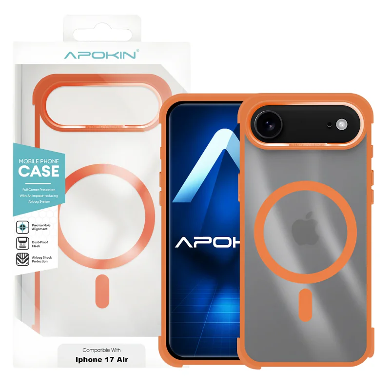 Capa Apokin para iPhone 17 Air em Silicone Premium com MagSafe Laranja - Imagem 6