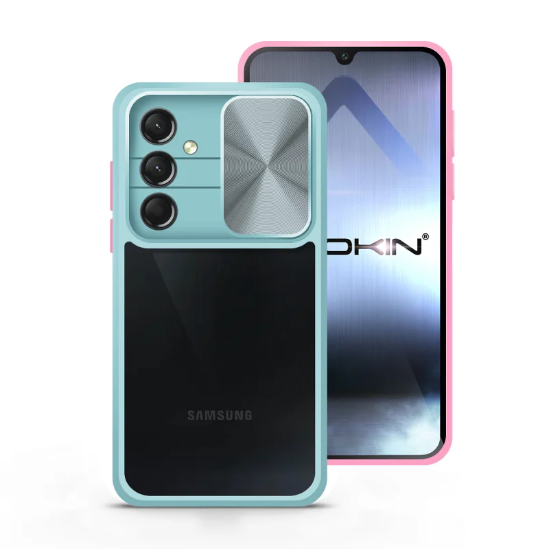 Capa Apokin para Samsung Galaxy A24 em Gel Anti-Choque com Tampa de Câmara Deslizante Azul turquesa - Imagem 2