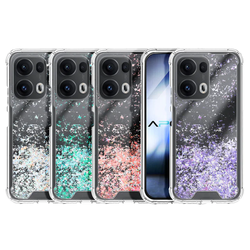 Capa Apokin para Oppo Reno 13 Pro 5G Gel Transparente com Glitter Rosa - Imagem 1